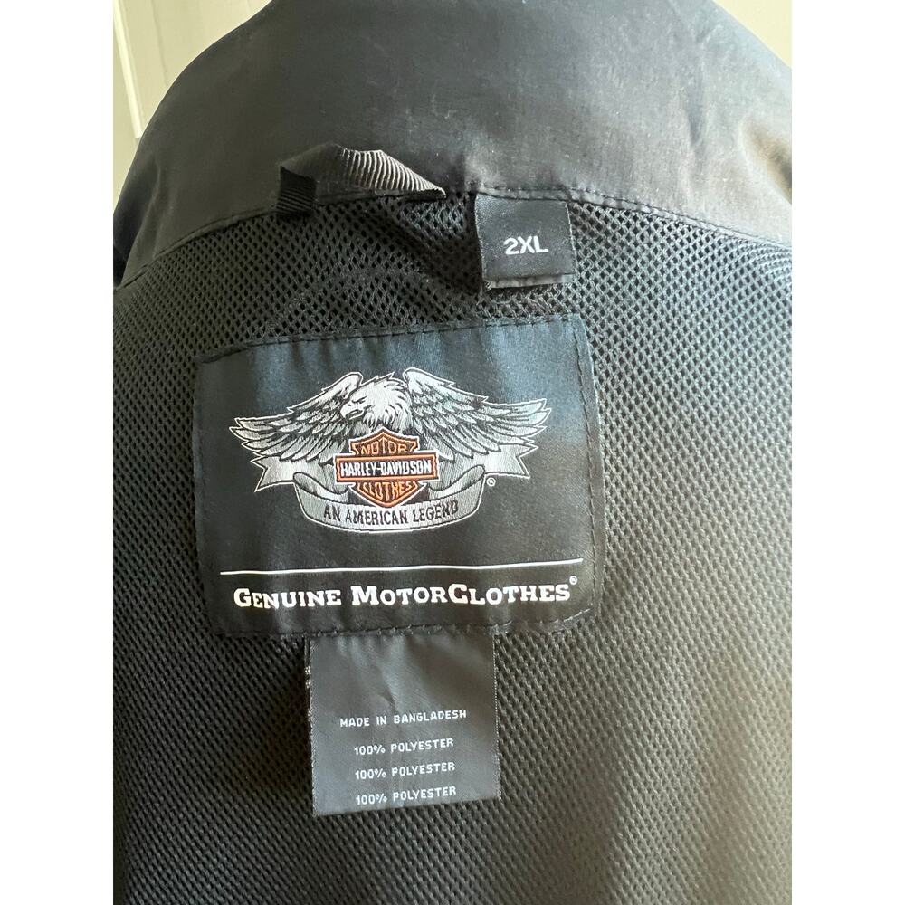 Harley Davidson Black Dust Rider Biker 2-way Zip Hidden Hood Jacket Coat 2XLโ - Picture 10 of 15